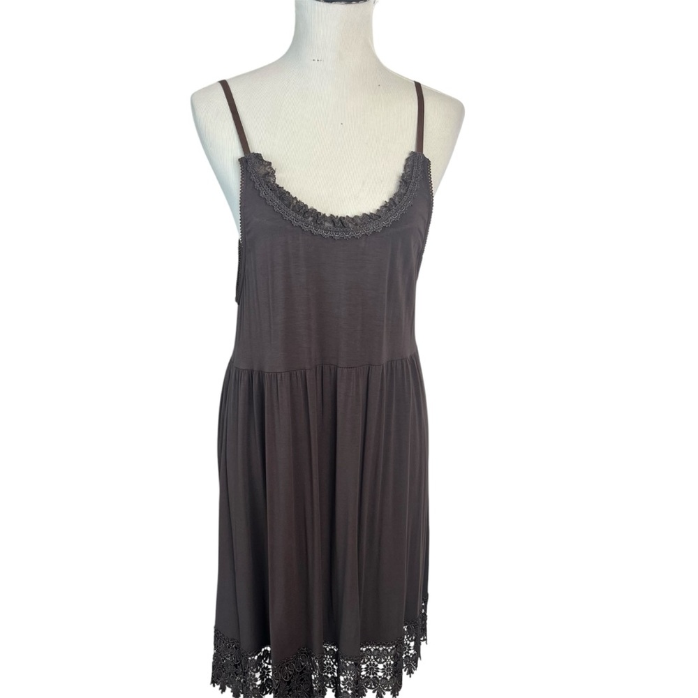 O2 Collection Dress or Dresss Ext , Brown, crochet Lace Hem